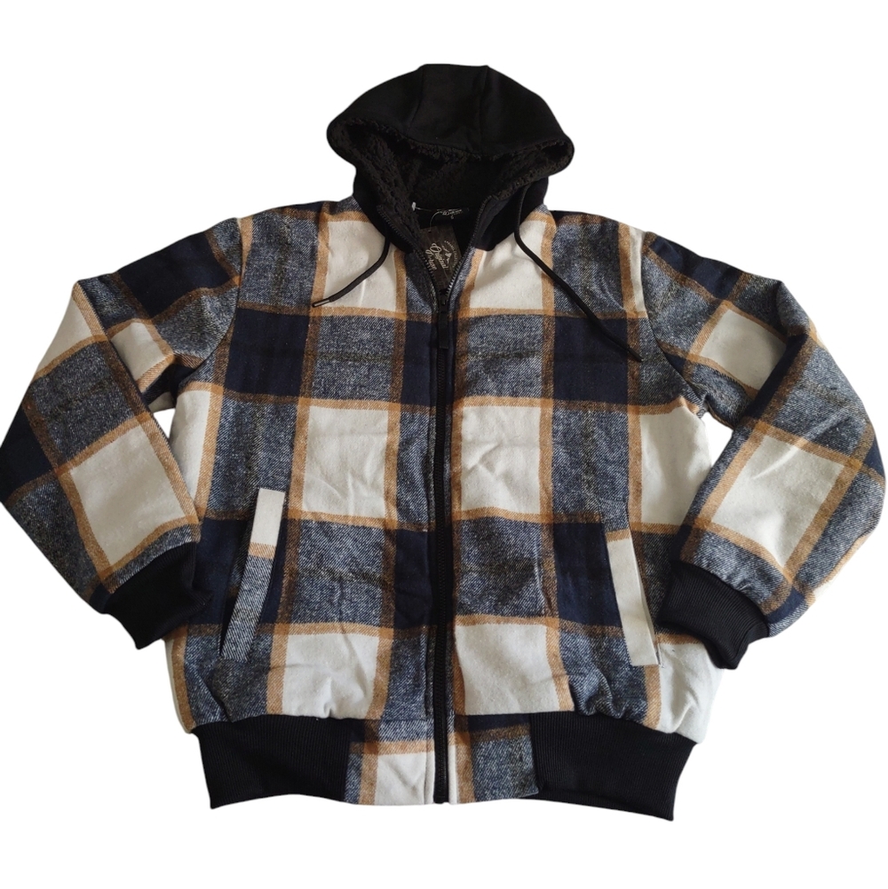 Original Deluxe Small Plaid Sherpa Lined Flannel Hoodie Jacket